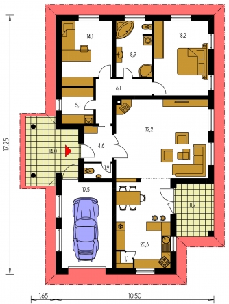 Mirror image | Floor plan of ground floor - BUNGALOW 104